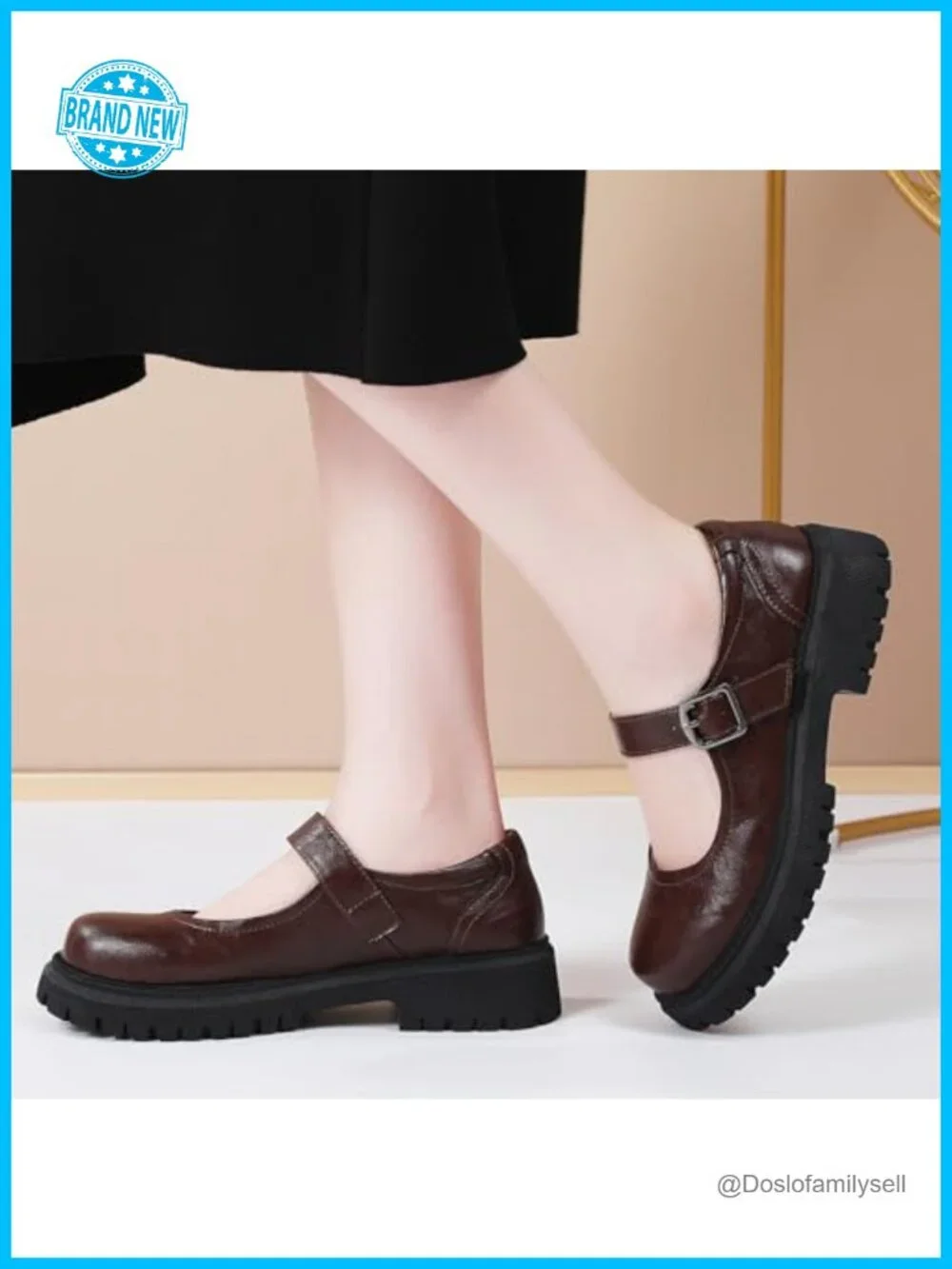 Women's Mary Jane Platform Oxford Flats Non-Slip Dress Shoes